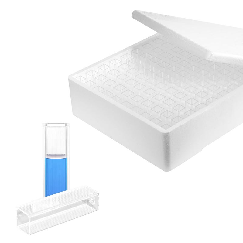 CryoKing Store 100 قطعة قوارير بوليسترين، 2.5-4.5 مل قوارير بلاستيكية قابلة للتصرف مع جانبين شفافين للمختبر، أجهزة الطيف الضوئي - Image 1